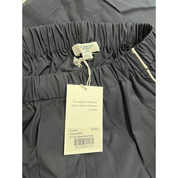 Le Bristol Society Bruce Signature Pajama Trousers in Navy Blue White - Picture 7 of 8